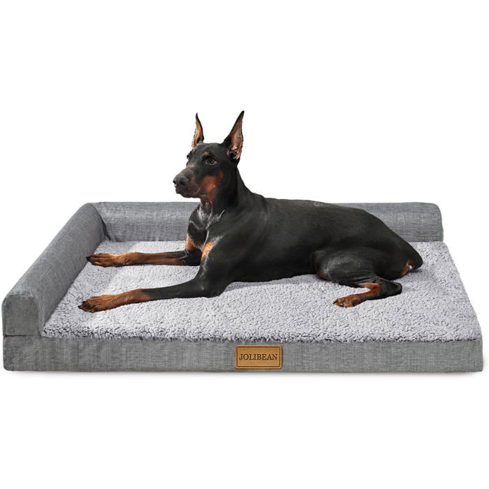 Panier orthopédique chien taille L 91x61 cm - mousse 9 cm - housse amovible lavable imperméable et antidérapante - gris