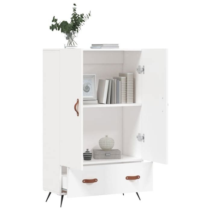 Elégance-Chic Buffet haut - blanc - 69 5x31x115 cm - bois dingénierie - Bahut de rangement - Commode_001809382
