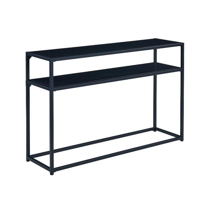 consoles - table console en bois et métal avec 1 emplacement de rangement - noir - l 110 x p 30 x h 70 cm