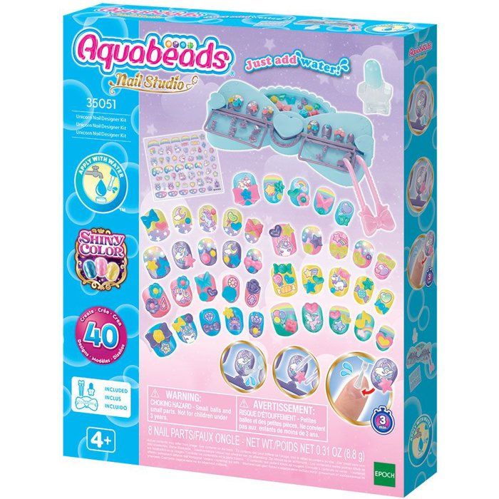 Kit de Manucure AQUABEADS 35051 – Licorne 40 Ongles et Stickers