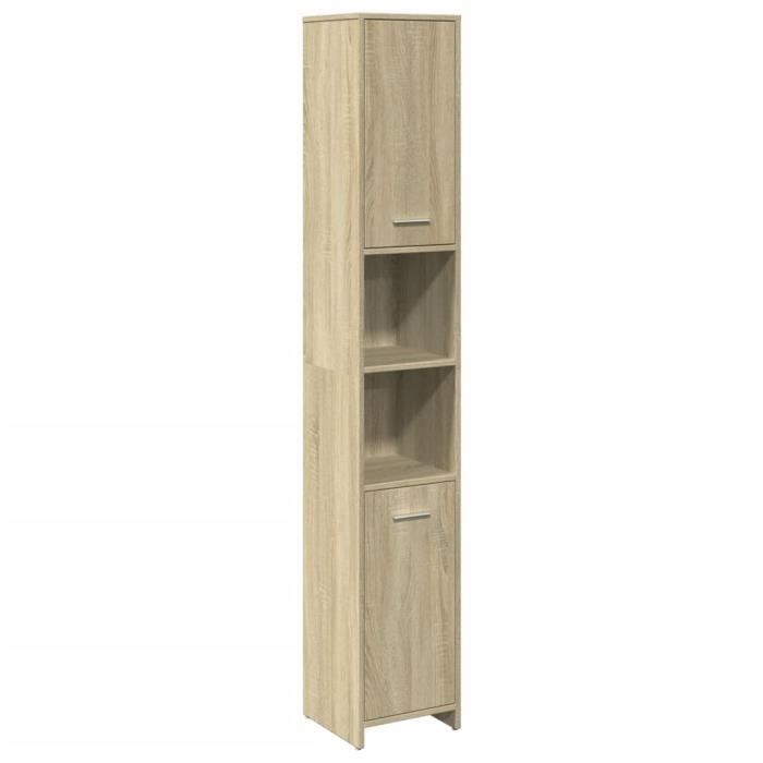 Armoire de salle de bain - ASHATA - Chêne sonoma - 30x30x1835 cm - Bois dingénierie - Contemporain