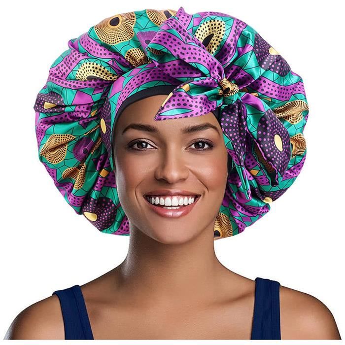 Hat Hut Bonnet en satin de soie pour cheveux bouclés pour femme - R