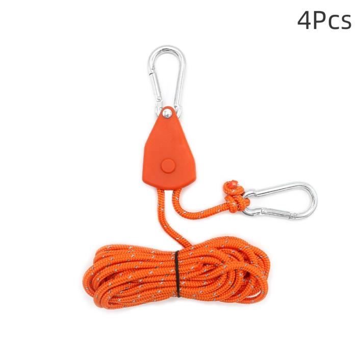 4pcs Cordes à Cliquet avec Crochets,4mm x 4m Corde de Tente Réfléchissante  avec Tendeurs Corde de Survie Tout Usage pour Camping - Cdiscount Sport