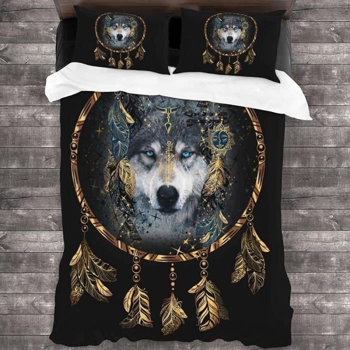 Parure de lit Le cheval court dans les loups 3D effet 150*200cm 3