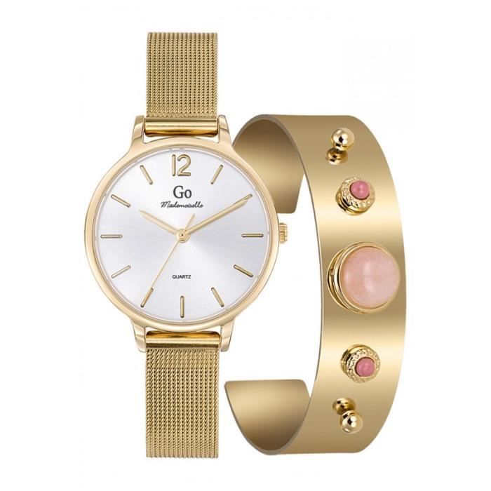 Go Girl Coffret Montre Femme Acier Doré Milanais Bracelet Doré