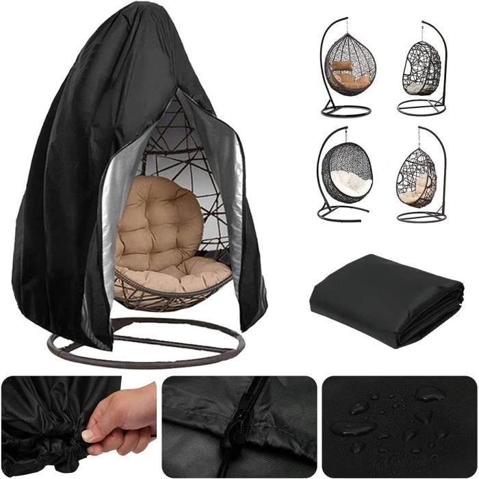Housse De Protection Imperméable Pour Chaise Pliante - Tissu Oxford 210D - Plusieurs Tailles (Noir)