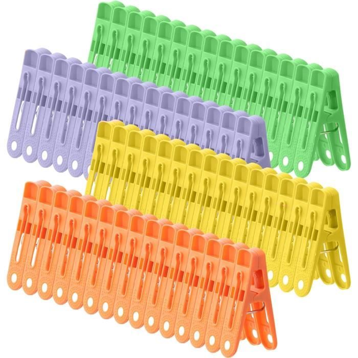 60Pcs Pinces à Linge en Plastique Pinces Colorées Pinces à Chaussettes Pince Serviette Plage Epingle a Linge pour Vêtements