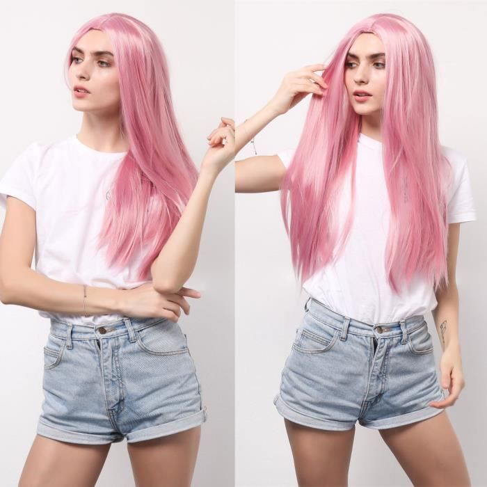 perruque rose cosplay