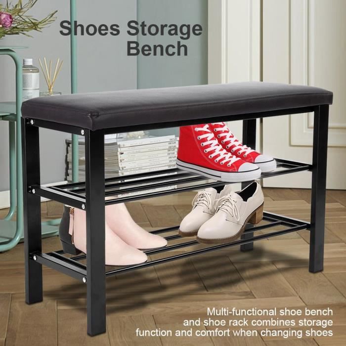 Banc Coffre D Entree Etagere A Chaussures En Cuir Pu Meuble D