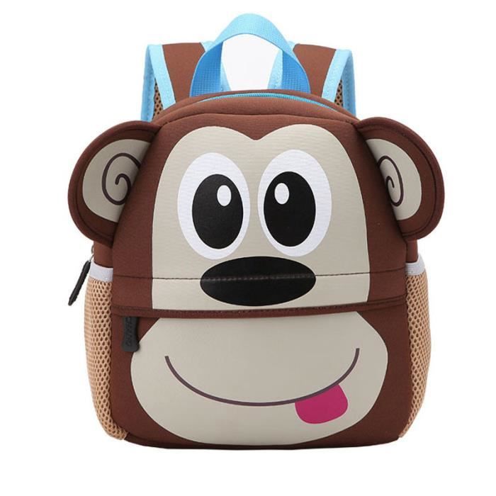 Cartable Enfant Sac A Dos Animaux De Dessin Anime Jardin D Enfants Scolaire Impermeable Singe Marron Cafe Cdiscount