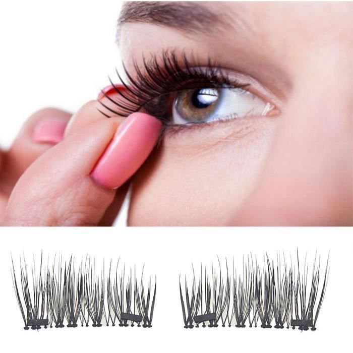 Faux cils-4 aimants magnétiques naturels ultra-minces magnétiques faux