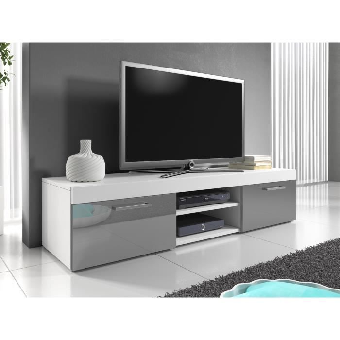 Meuble Tv Mambo 160 Cm Blanc Gris Achat Vente Meuble Tv Meuble Tv Mambo 160 Cm Blan Soldes Cdiscount