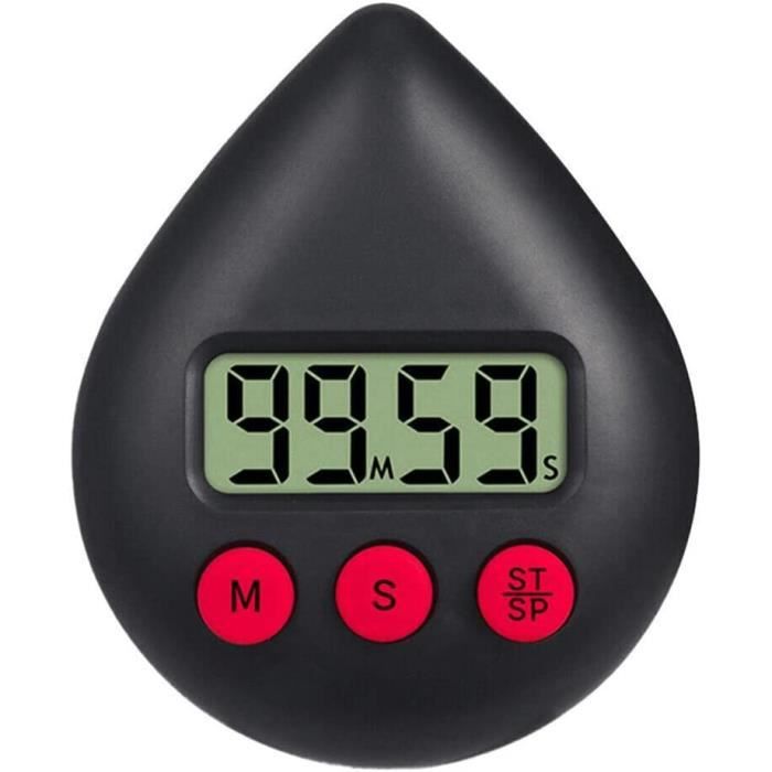 Minuteur Numérique Cuisine Magnétique Rechargeable - Grand Écran LED Noir - 3 Préréglages