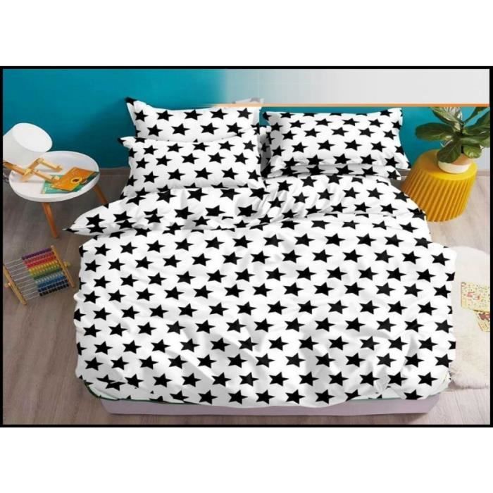 Etoiles Housse De Couette Parure De Lit 160x200 Cm 2 Taies 70x80 Cm Drap 180x230 Cm Coton 4 Pieces Achat Vente Housse De Couette Et Taies Cdiscount