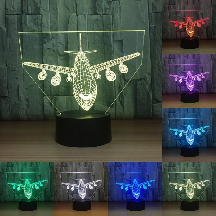 Avions 3d Led Nuit Lumiere Chambre Ambiance Enfants Lampe De