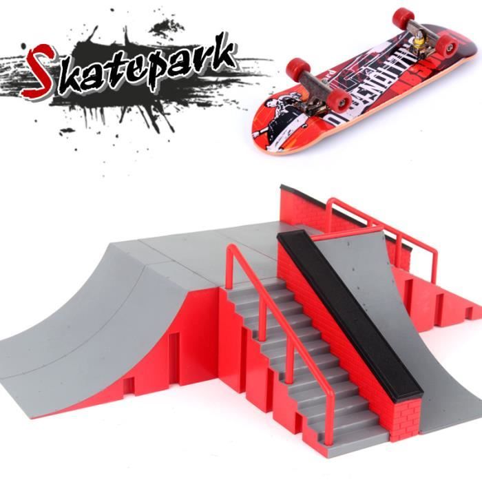 Style D Finger Skateboard Ramp Sets,Skatepark Kit Finger Skateboard Rampe  Set Bricolage Assemblage d'un Jouet de Doigt de Skate Park