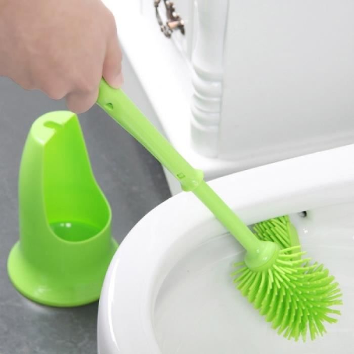 Set Accessoires Salle De Bain - Brosse De Toilette En Plastique Pp Et Tpr À  Deux Faces Avec Support (Vert) - Cdiscount Maison