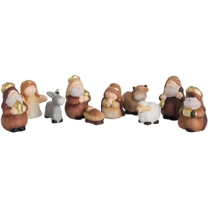 Crèche noël 10 personnages JLINE neuf en polyrésine 10cm décoration de