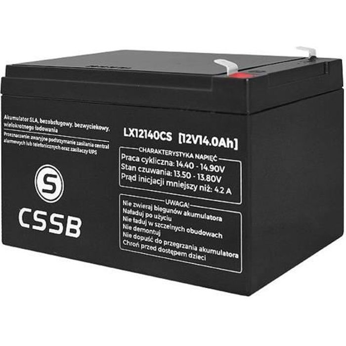 Batterie gel 12V 14Ah rechargeable sans entretien CSSB Cdiscount