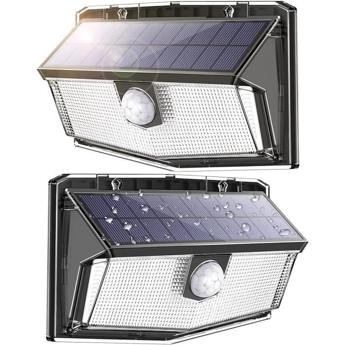 Lampe Solaire Extérieure Innosinpo 2 Pack 216 LED Éclairage Solaire Extérieur avec Grand Angle 300º Détecteur de Mouvement Lumière Solaire Extérieure Murale Étanche sans Fil pour Jardin Garage Cour 