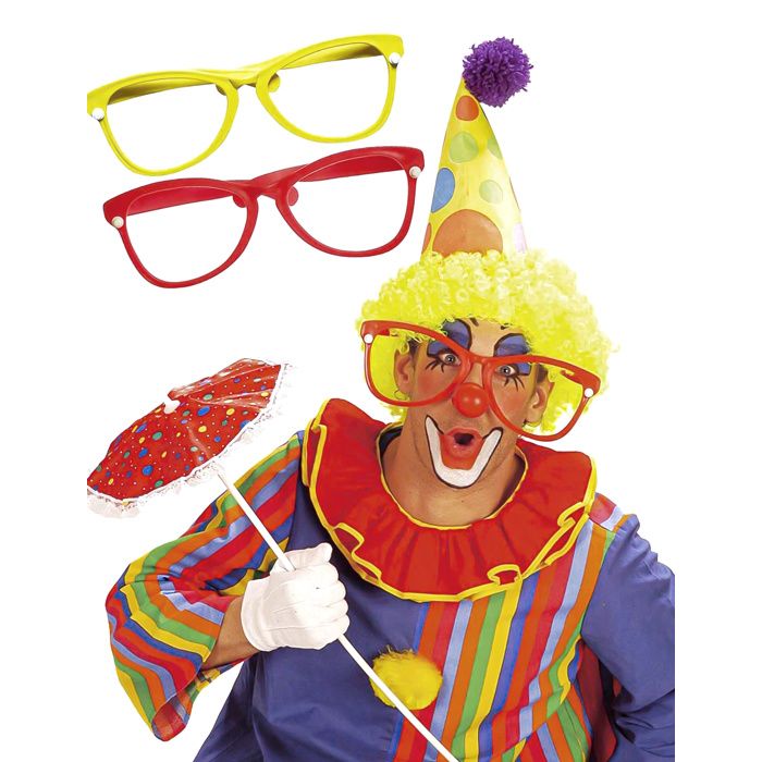 WIDMANN Lunettes de clown g&eacute;antes adulte Rouge