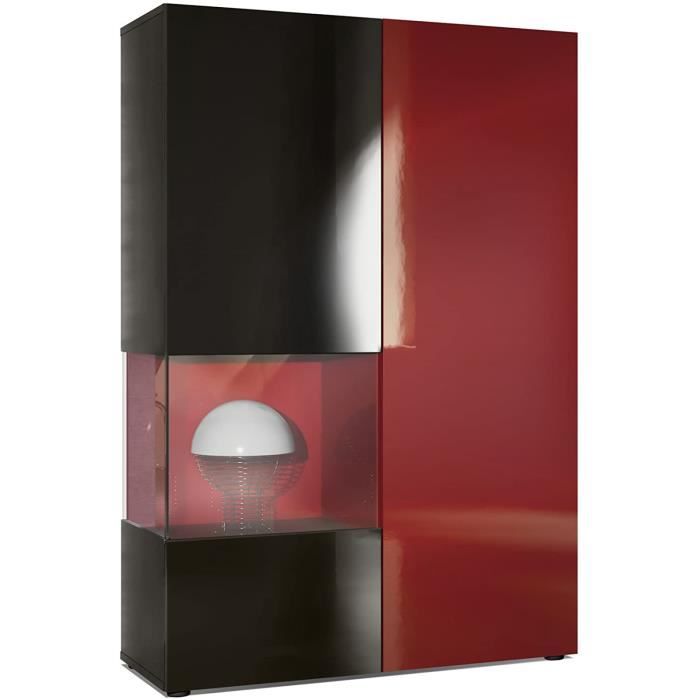 Vitrine Armoire Morena Corps en Blanc Mat/Porte Droite et Insert en Blanc Haute Brillance avec éclairage LED Vitrine Armoire Morena Corps en Blanc Mat/Porte Droite et Insert en Blanc Haute Brillance avec éclairage LED