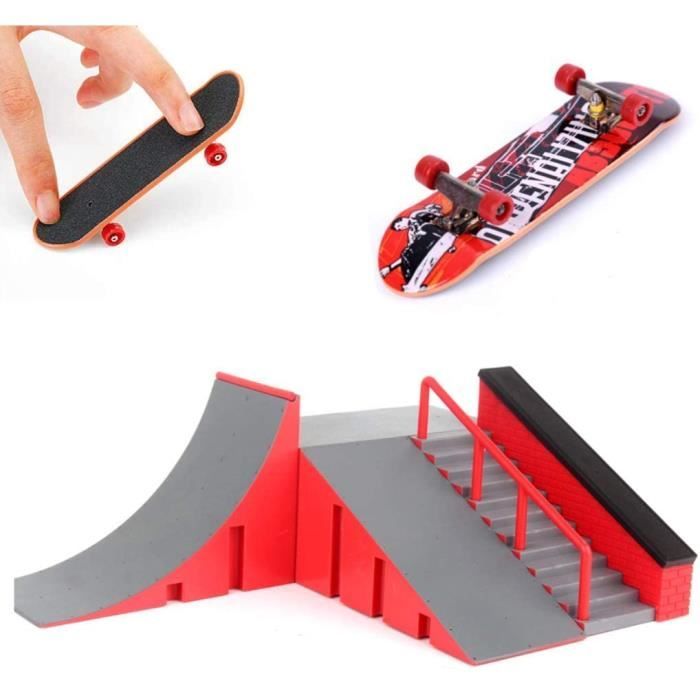 Mini Skate Doigt - Skate Parc Ramp - Rampe De Touche Avec Mini Finger Skateboard Jouet Cadeau