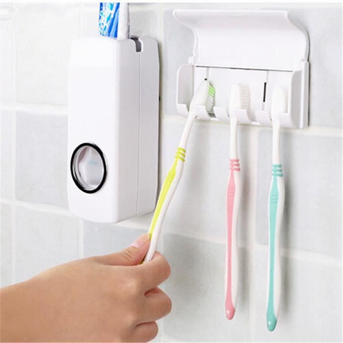 Distributeur Automatique de Dentifrice pour Salle de Bain sans perforateur Fdit Distributeur Automatique de Dentifrice /à Cadre Blanc
