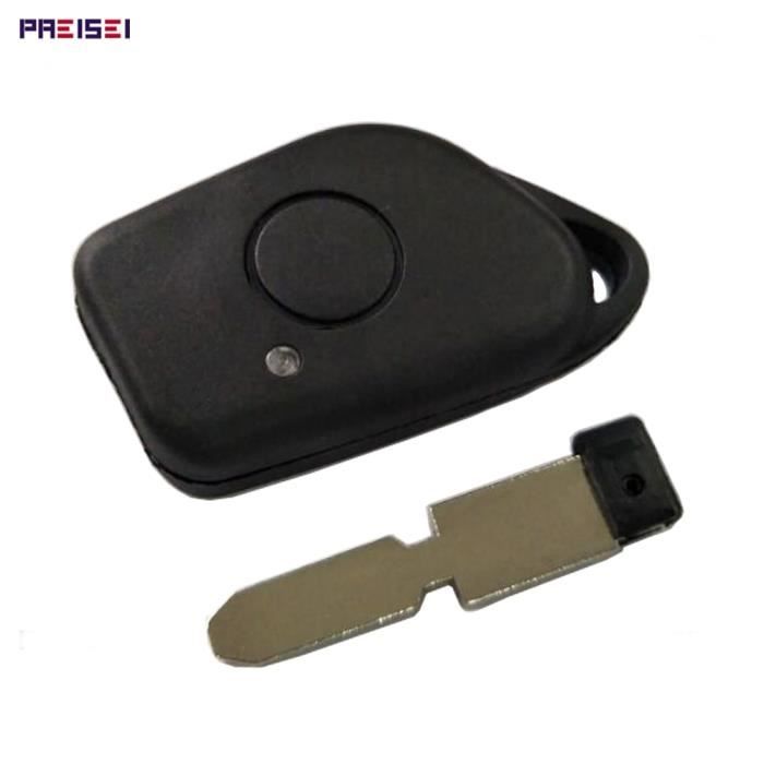 Taille coque de clé télécommande de voiture, 1 bouton, sans LOGO, avec Clip de batterie, pour Peugeot 406