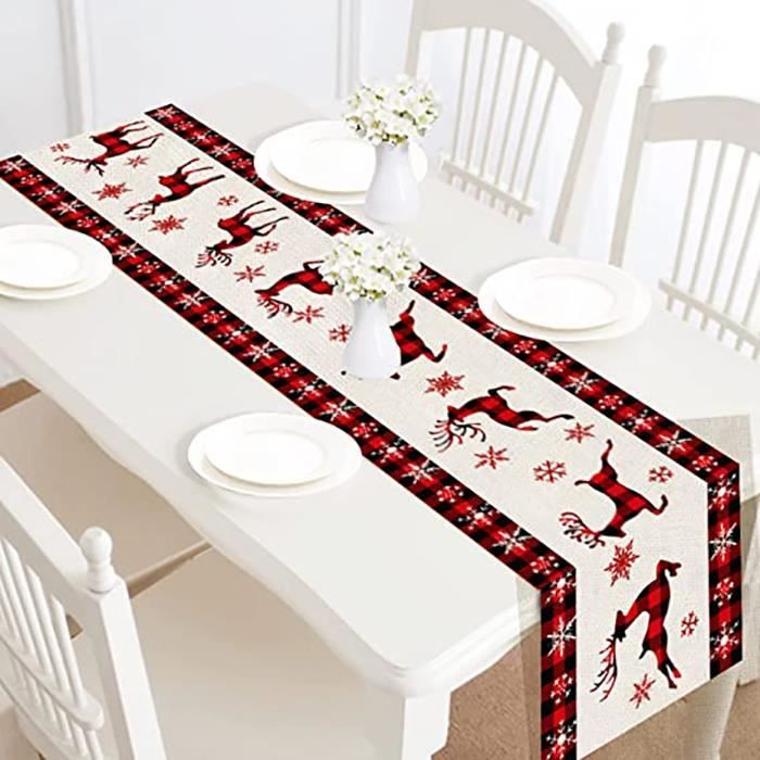 Chemin de Table Noël 30 x 182cm en Lin Nappe de Table Jute Imprimés ...