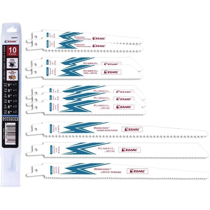 Workpro Lames de scie sabre 10-piece pour bois et Métal avec Boîte De