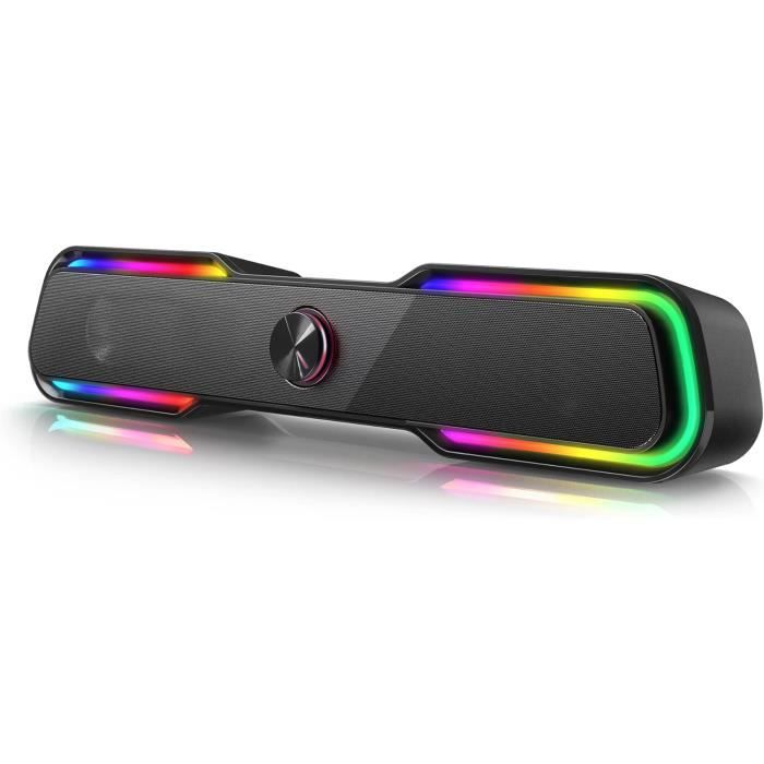 Enceintes PC USB Avec Lumières RGB - 2 Haut-parleurs, Son Clair, Basse Riche, Plug And Play