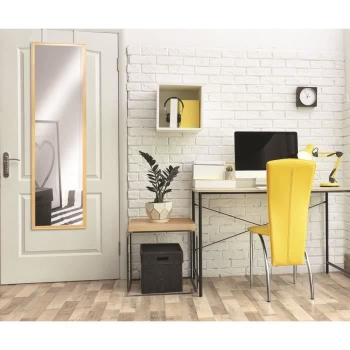 MDF Décor Bois naturel Miroir de porte avec crochets 30 x 120 cm