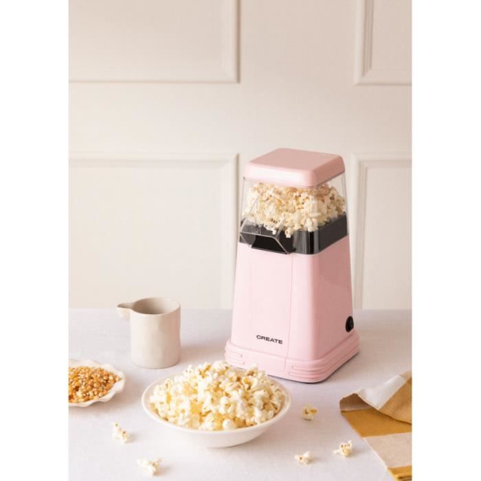 CREATE - Machine à pop-corn électrique, Rose pastel - POPCORN MAKER RETRO