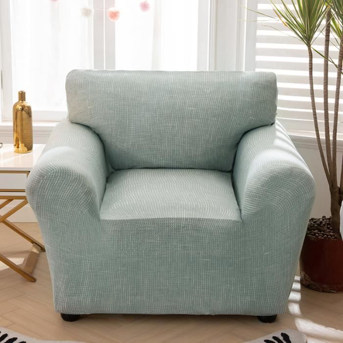 Housse Fauteuil 1 Place Hearda – Extensible Résistante Éclaboussures – Protecteur Club Chair, Chesterfield, Crapaud – Lavable (Argent)