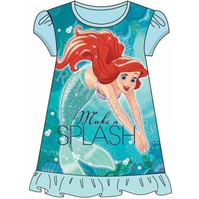 Chemise de Nuit Manches Courtes Enfant Fille Disney Princesses Raiponce Ariel et Belle Rose foncé de 3 à 6ans 