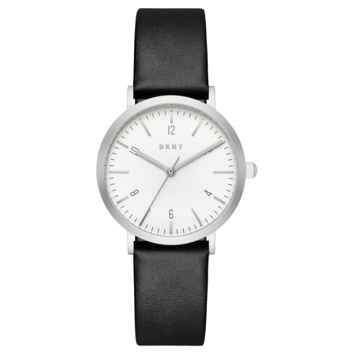 Montre Femme DKNY Argentée - Cadran Blanc Rectangulaire, Quartz, étanche 30m, Occasion
