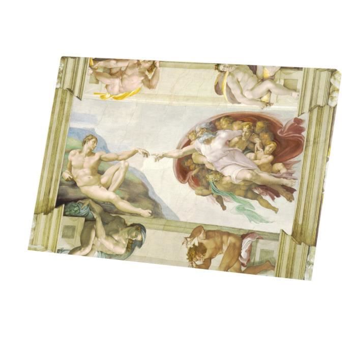 Tableau Décoratif Michel-Ange La Création d'Adam Fresque Vatican (90 cm ...