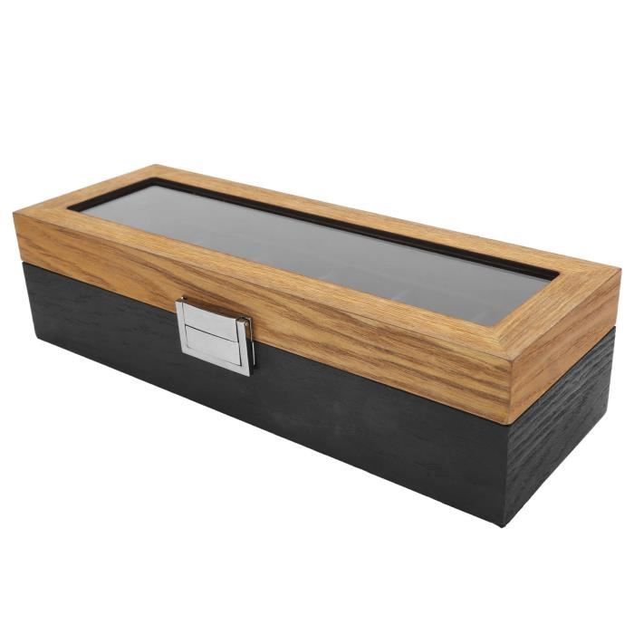 Boîte Montre 12 Emplacements Cuir PU - Vitrine Verrouillable Avec Clé