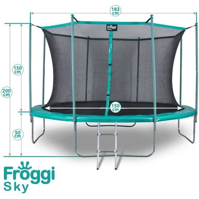 Trampoline dExt/érieur Sky 183 cm Charge Max 100 Kg Norme CE FROGGI XT-F0604YR