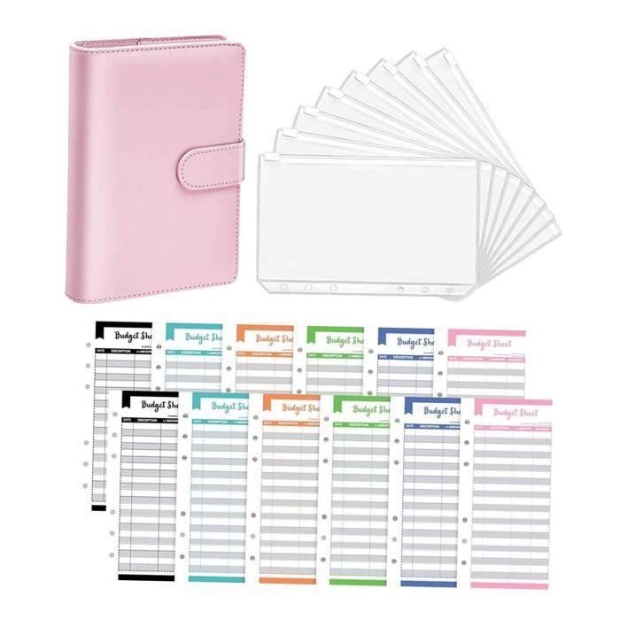 NatSumeBasics Portefeuille A7 en cuir synthétique coloré rose avec 6 anneaux pour agenda de NatSumeBasics Portefeuille A7 en cuir synthétique coloré rose avec 6 anneaux pour agenda de