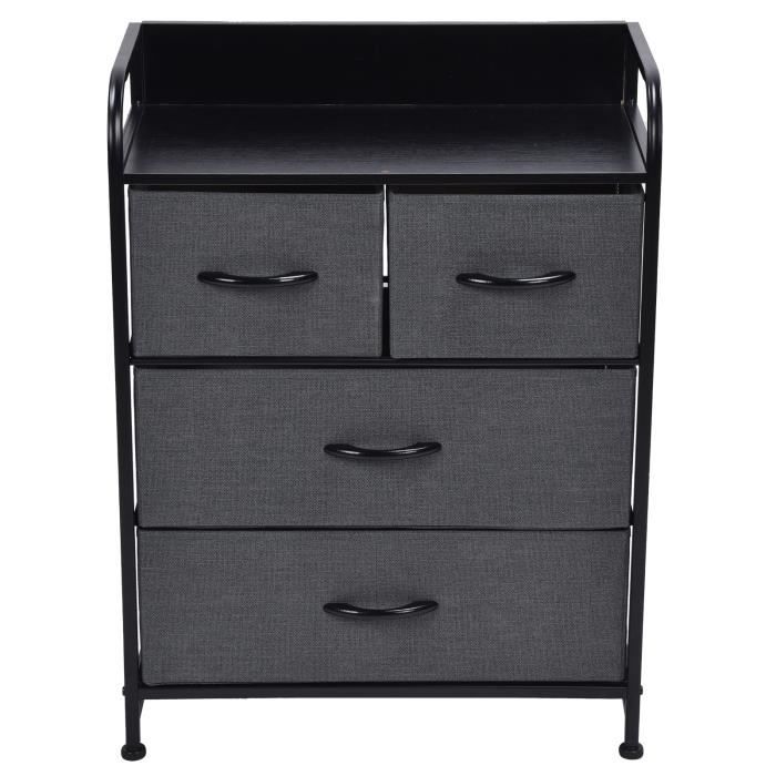 Commode 3 Tiroirs + étagères Ouvertes - Rangement Vertical Multicouleur - Neuf
