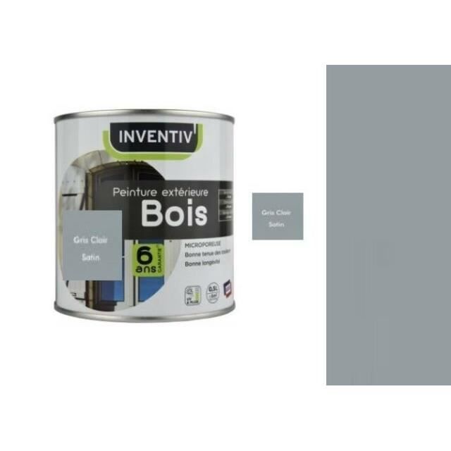 Peinture extérieure bois gris clair satiné 0,5L - INVENTIV - Achat / Vente  peinture - vernis P.BOIS GRIS CLA 0L5 - Cdiscount