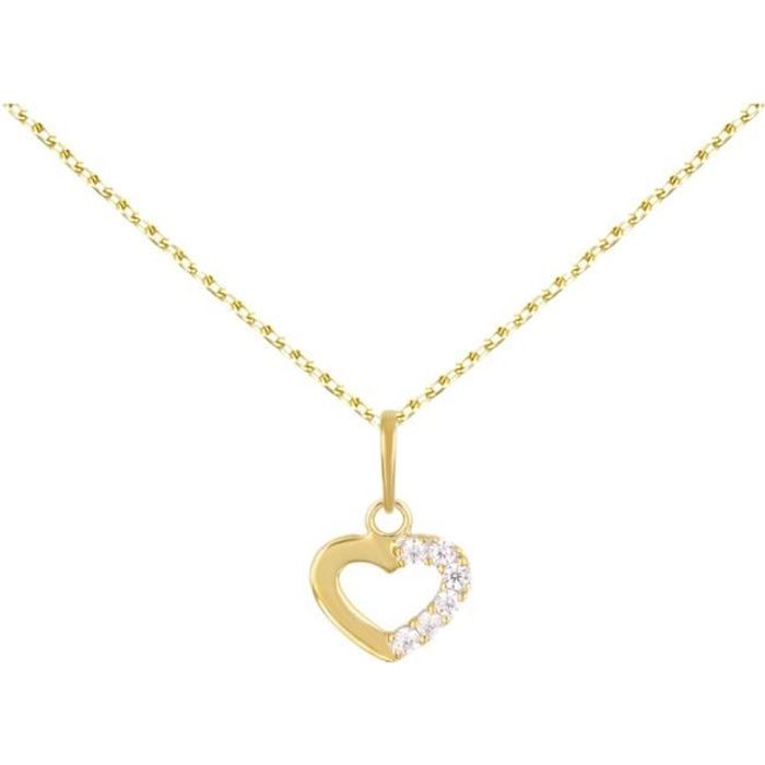 Pendentif Or Jaune 9k Zircone Blanc Coeur 562289 main image 1