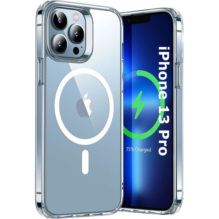 XTCASE Coque Pour IPhone 13 Magnétique Compatible Avec Magsafe Etui Mat Translucide Minimaliste Pc Dur Housse Arriere Anti Rayures Tpu Bumper Antichoc Bleu