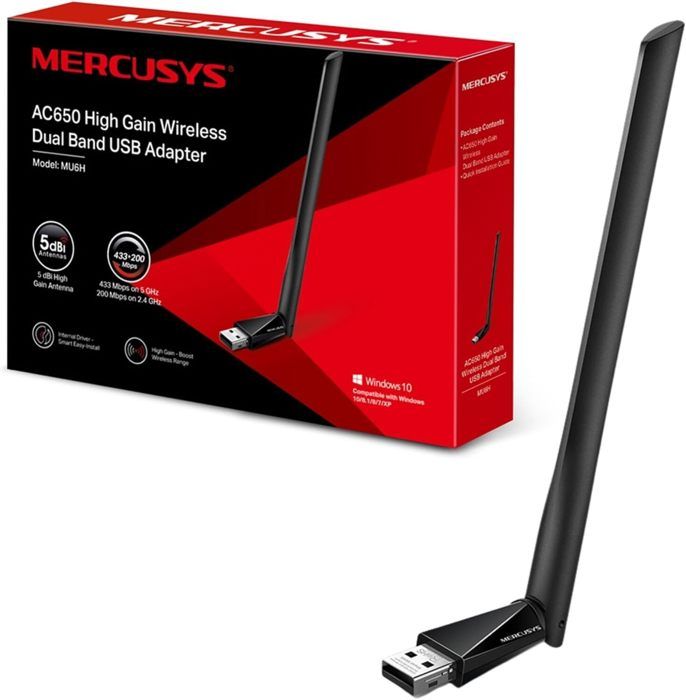 Client Usb De Tp Link Mercusys Mu6h Adaptateur Usb Sans Fil Ac650 2.4 Ghz 200 Mbps / 433mbps 5 4 Ghz Usb Wi Fi Lte - vue 2