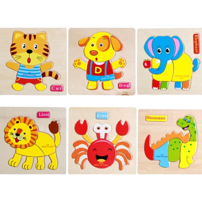 Puzzle Enfant Animaux en Bois 9 Pièces, Ensemble de 6 Puzzle en Bois pour 3  à 7 Ans, Jjeux Educatif Jouet de Développement - Cdiscount Jeux - Jouets