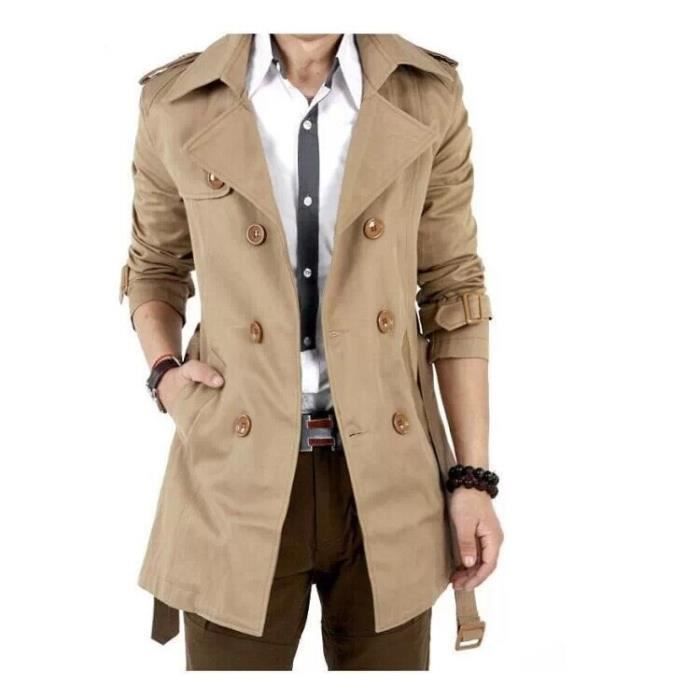 Trench Coat Homme Coton Double Boutonnage En Mi Kaki Achat Vente Impermeable Trench Cdiscount Découvrez des manteaux trenchs pour les jours de pluie. trench coat homme coton double