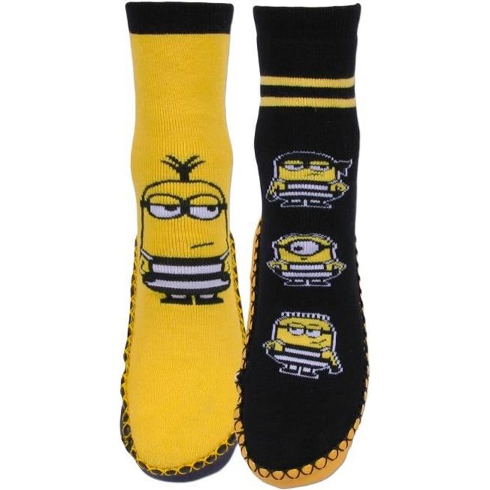 Chaussettes Les Minions - DESPICABLE ME - Lot de 2 paires antidérapantes -  Jaune/noir