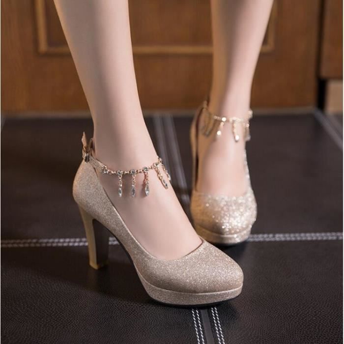 Chaussures Femme - Élégant Mariage Talons Hauts - Boucle de Serrage - 9 cm  - D'or - Achat / Vente Chaussures Femme - Élégant Mariage Talons Hauts -  Boucle de Serrage - 9 cm - D'or pas cher - Cdiscount